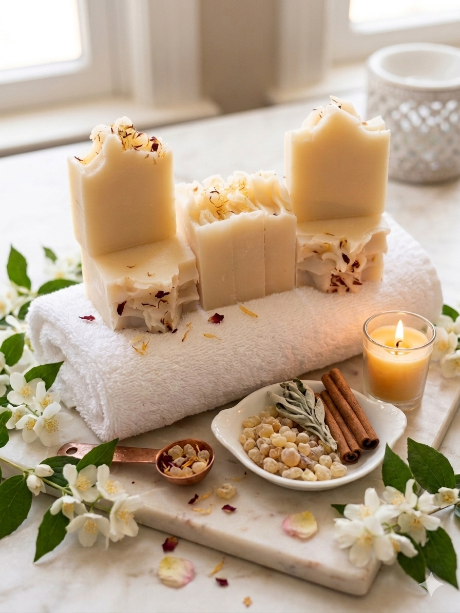 Title: Sage, Frankincense & Cinnamon Artisan Botanical Soap
