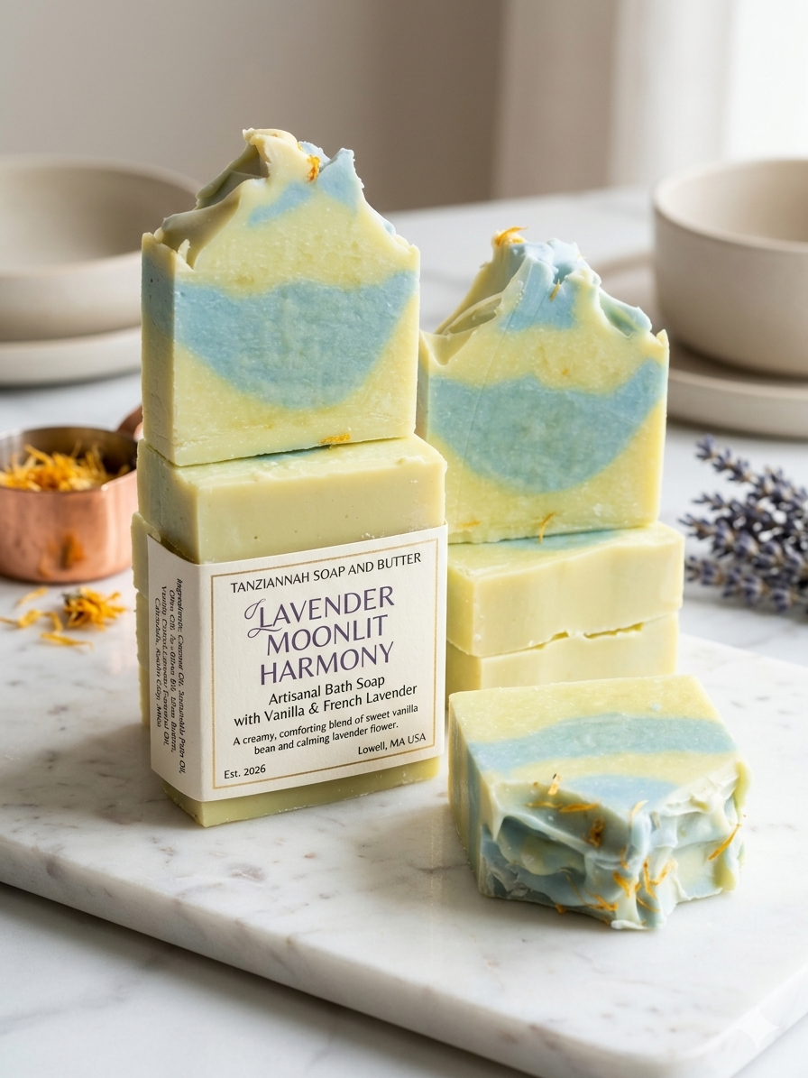 Title: Lavender Moonlit Harmony Artisanal Bath Soap